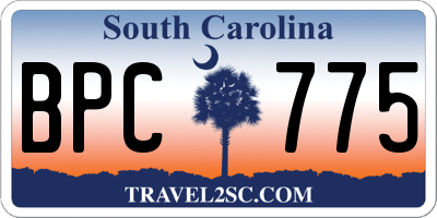 SC license plate BPC775