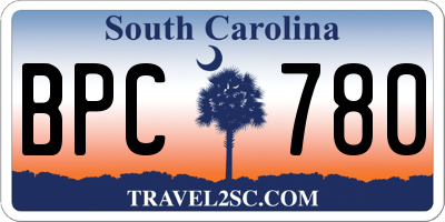 SC license plate BPC780