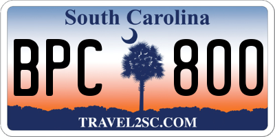 SC license plate BPC800