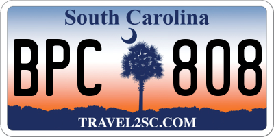 SC license plate BPC808