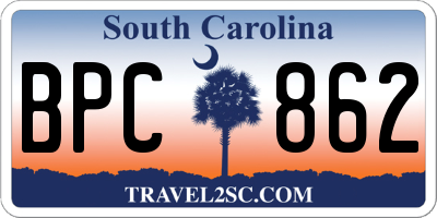 SC license plate BPC862