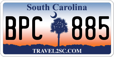 SC license plate BPC885