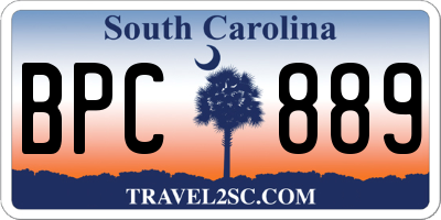 SC license plate BPC889