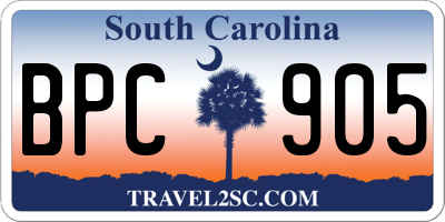 SC license plate BPC905