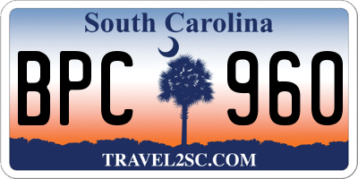 SC license plate BPC960