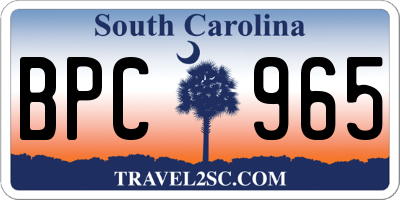 SC license plate BPC965