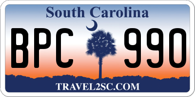 SC license plate BPC990