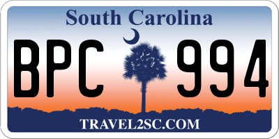 SC license plate BPC994