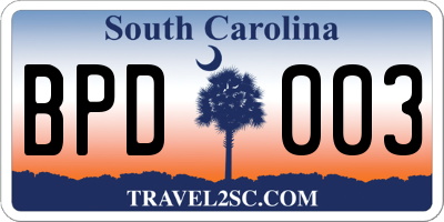 SC license plate BPD003