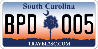 SC license plate BPD005