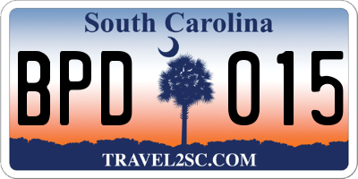 SC license plate BPD015
