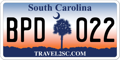 SC license plate BPD022