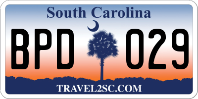 SC license plate BPD029