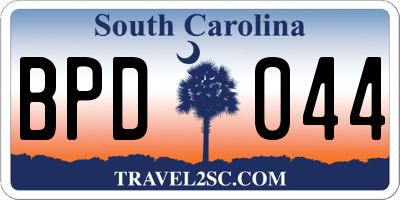 SC license plate BPD044