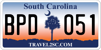 SC license plate BPD051