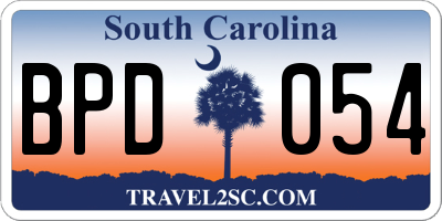 SC license plate BPD054