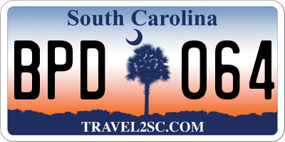 SC license plate BPD064