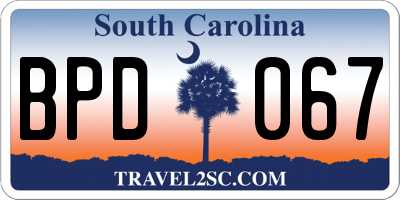 SC license plate BPD067