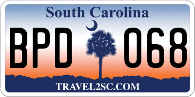SC license plate BPD068