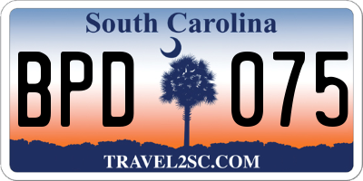 SC license plate BPD075