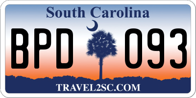 SC license plate BPD093