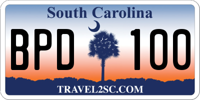 SC license plate BPD100