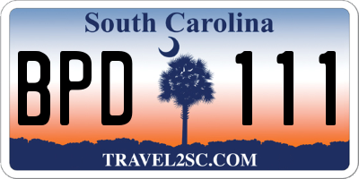 SC license plate BPD111