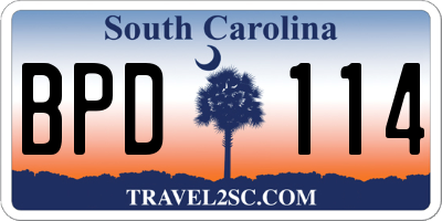 SC license plate BPD114