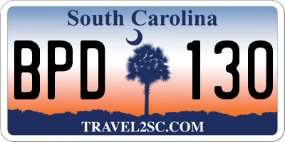 SC license plate BPD130
