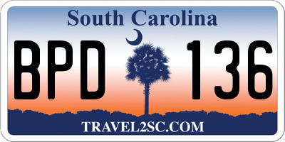 SC license plate BPD136