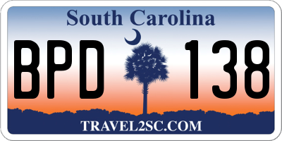 SC license plate BPD138