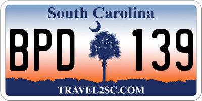 SC license plate BPD139