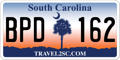 SC license plate BPD162