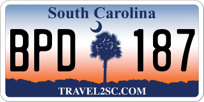 SC license plate BPD187