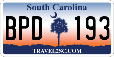 SC license plate BPD193
