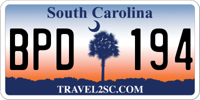 SC license plate BPD194
