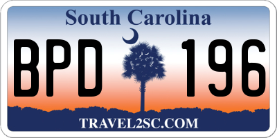 SC license plate BPD196