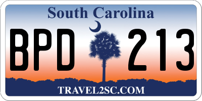 SC license plate BPD213
