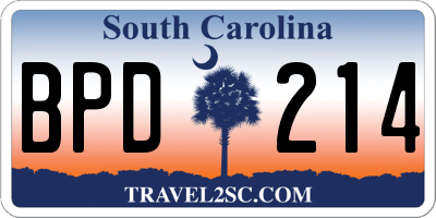 SC license plate BPD214