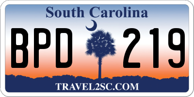 SC license plate BPD219