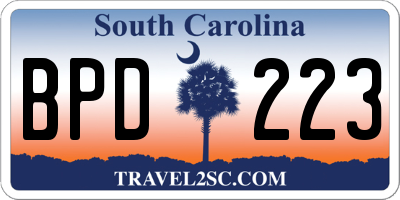 SC license plate BPD223