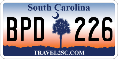 SC license plate BPD226