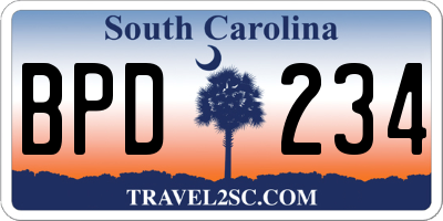 SC license plate BPD234
