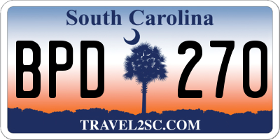 SC license plate BPD270