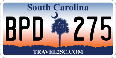 SC license plate BPD275