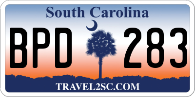 SC license plate BPD283