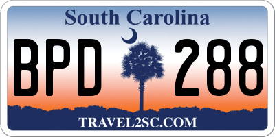 SC license plate BPD288