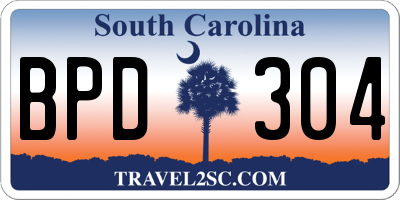 SC license plate BPD304