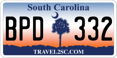 SC license plate BPD332