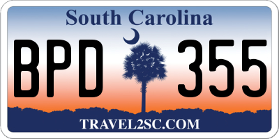 SC license plate BPD355